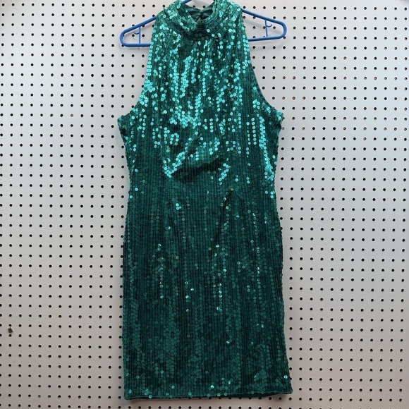 Dresses & Skirts - VTG Daval Designs Green Hand Beaded Sequin Dress SZ Large Knee Length
